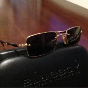 Stylish Blue Bay Sunglasses Gold Frame Blue Lenses